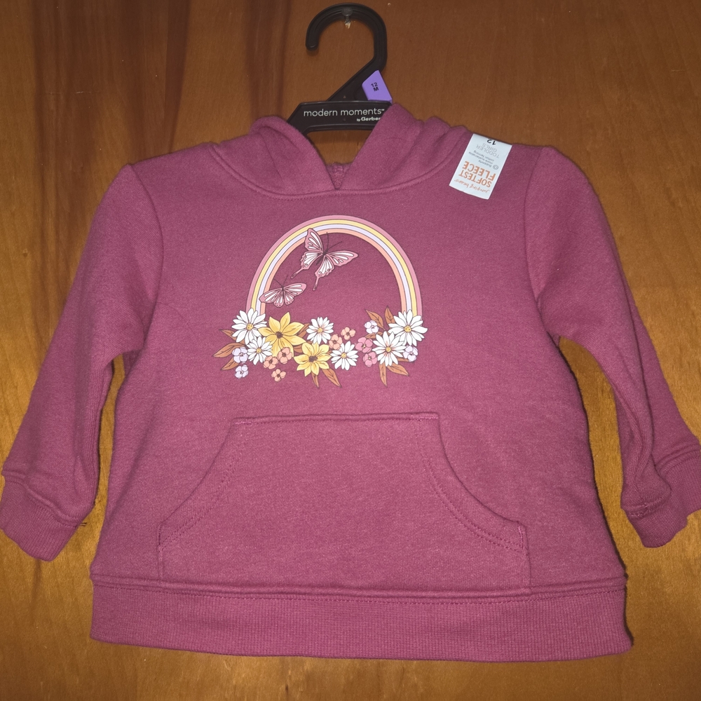 Kids Pink Hoodie with Floral Design